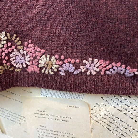 Y2K Woolrich Floral Embroidered Button Cardigan Cabernet Style Size 2XL - Picture 8 of 12